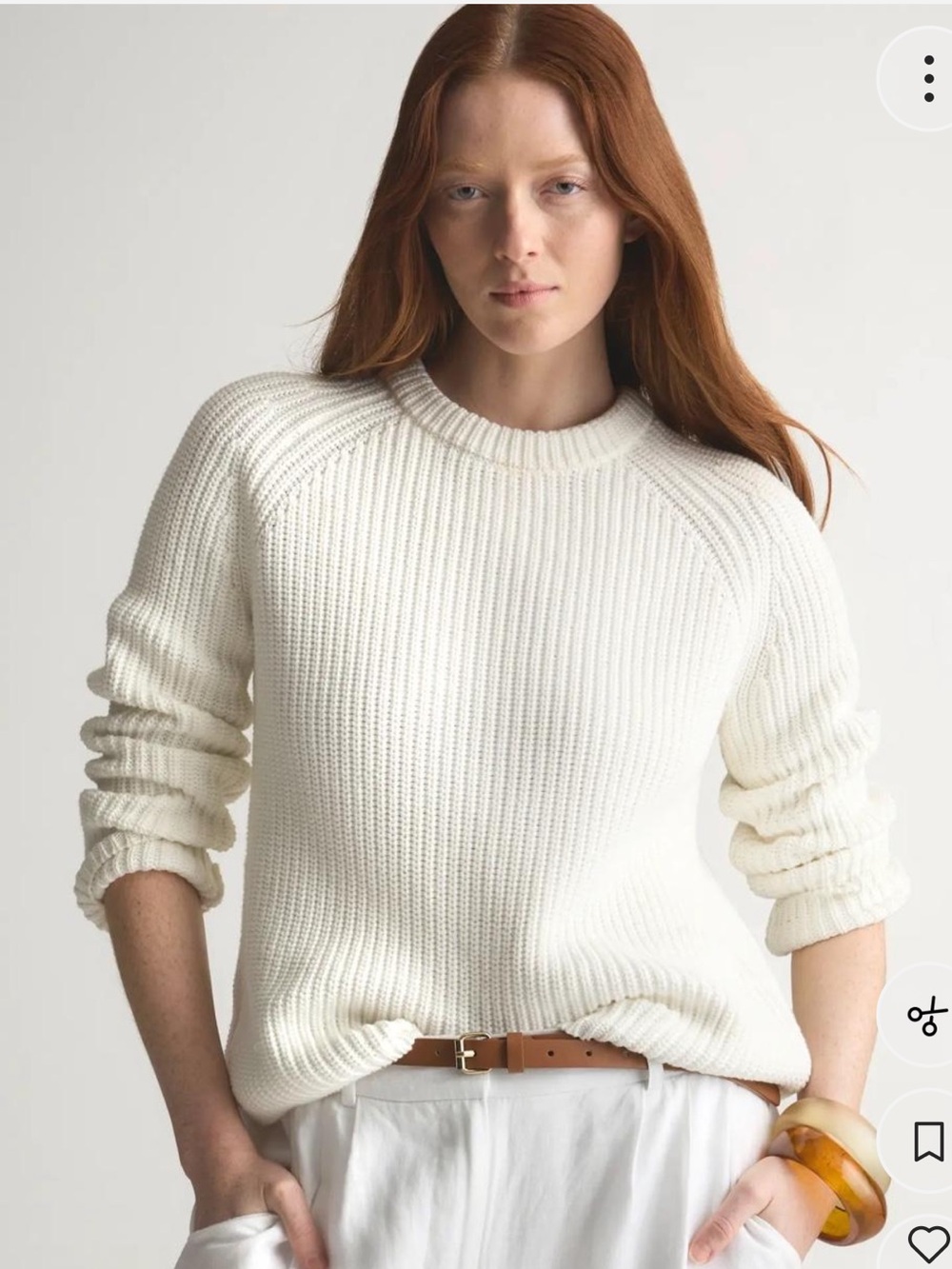 Quince white Ribbed Crewneck Sweater